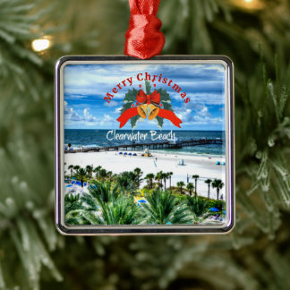 Vacker Clearwater Beach, Florida Julgransprydnad Metall