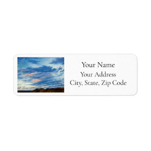 Vacker Colorado Mountain Sunset View Returadress Etikett