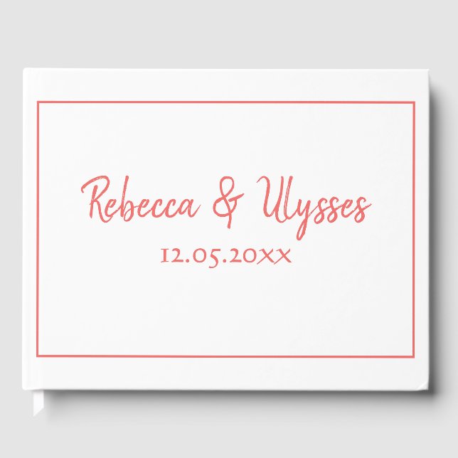 Vacker Coral och White Gästböcker (Framsida)