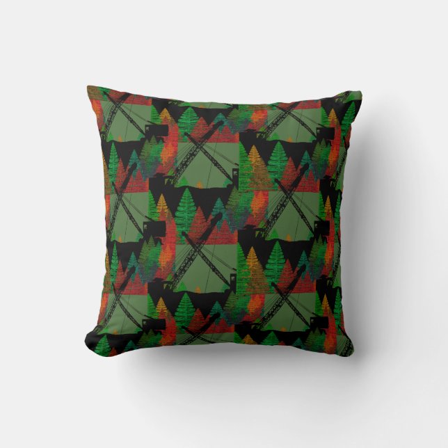 Vacker Crane Operator Crawler Crane Art Kudde (Framsida)