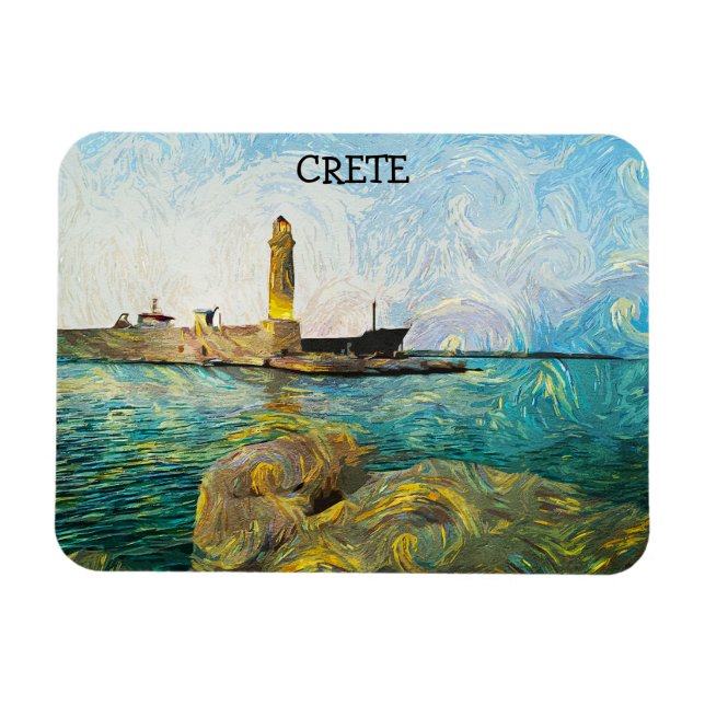 Vacker Crete Greece Oil Paint Artwork Magnet (Horisontell)