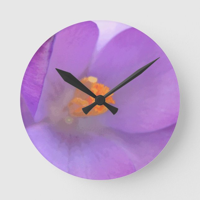 Vacker Crocus Wall Clock Rund Klocka (Framsida)