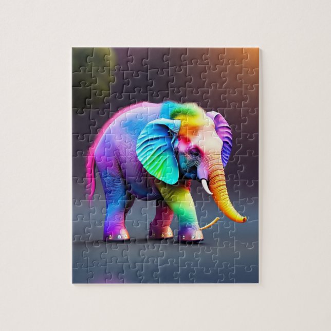 Vacker Cute Colorful Elephant Pussel (Vertikal)