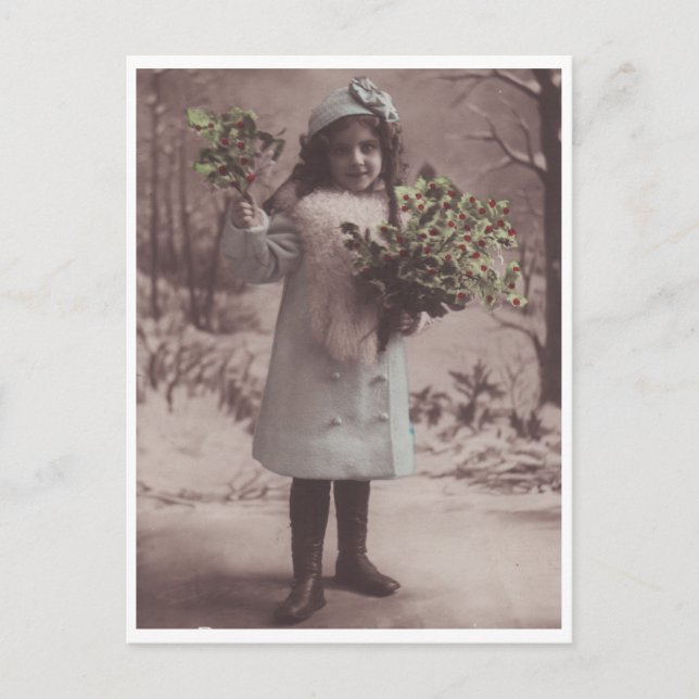 Vacker Cute Little Girl Antique-vykort Vykort (Framsida)