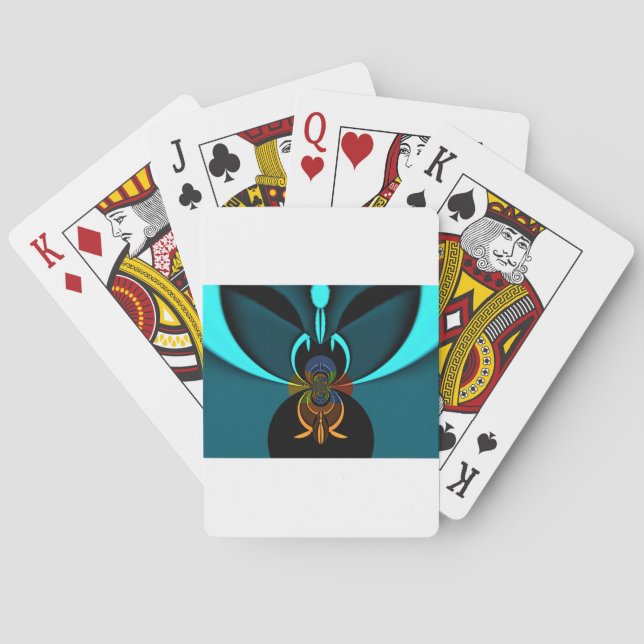 Vacker Cyan Abstrakt Konsttryck Spel Kort (Baksidan)