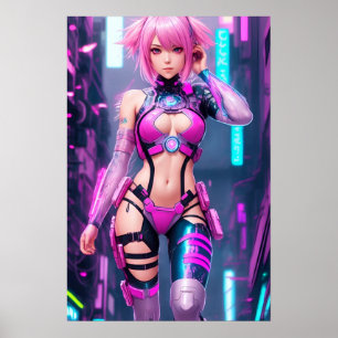 Vacker Cyberpunk Woman Poster