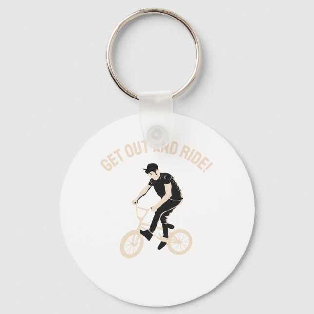 Vacker cyklistdesign - Kom ut och cykla! Nyckelring (Framsida)