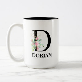 Vacker D-monogram initial Två-Tonad Mugg