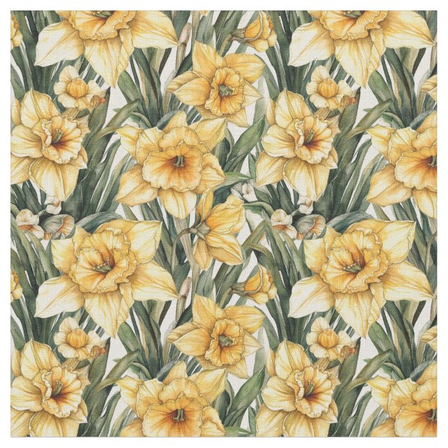 Vacker Daffodil Gult Sömlös mönster väv Tyg (Närbild)