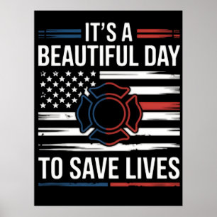 Vacker Dag Att Rädda Liv Brandman PNG Poster