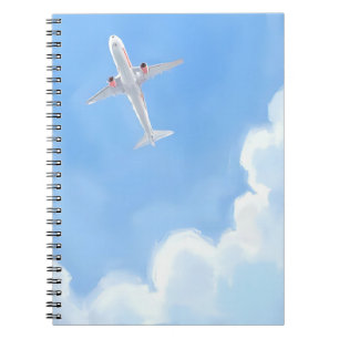 Vacker Dag Blå Himmel Moln Plan Vattenfärg Anteckningsbok