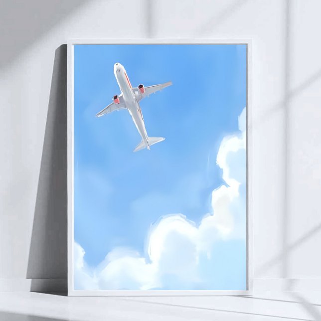 Vacker Dag Blå Himmel Moln Plan Vattenfärg Poster (Skapare uppladdad)