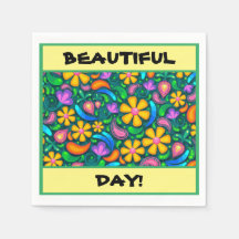 "VACKER DAG!" BLOMSTERLIG PAPERSERVETT