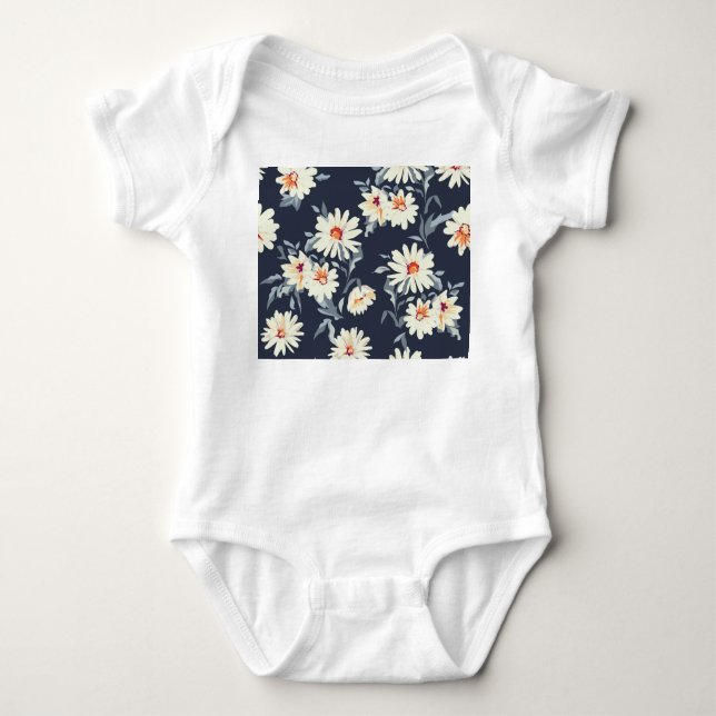 Vacker Daisy Blommönster: Sömlös Print T Shirt (Framsida)
