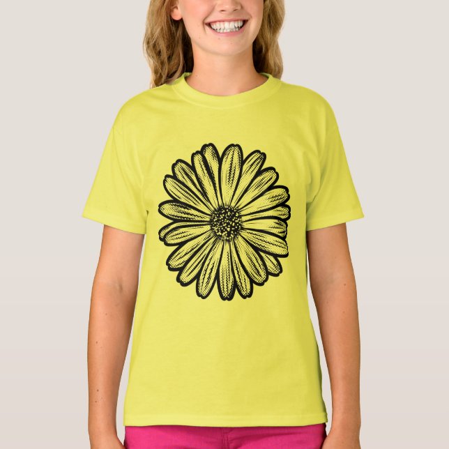 Vacker Daisy Flower, rasterbild T Shirt (Framsida)