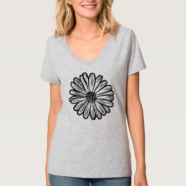 Vacker Daisy Flower, rasterbild T Shirt (Framsida)
