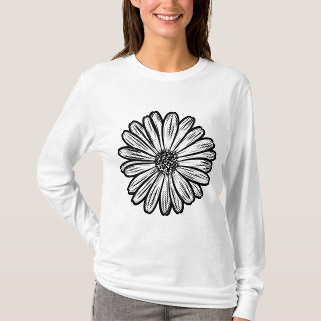 Vacker Daisy Flower, rasterbild T Shirt (Framsida)