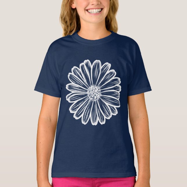 Vacker Daisy Flower, rasterbild T Shirt (Framsida)