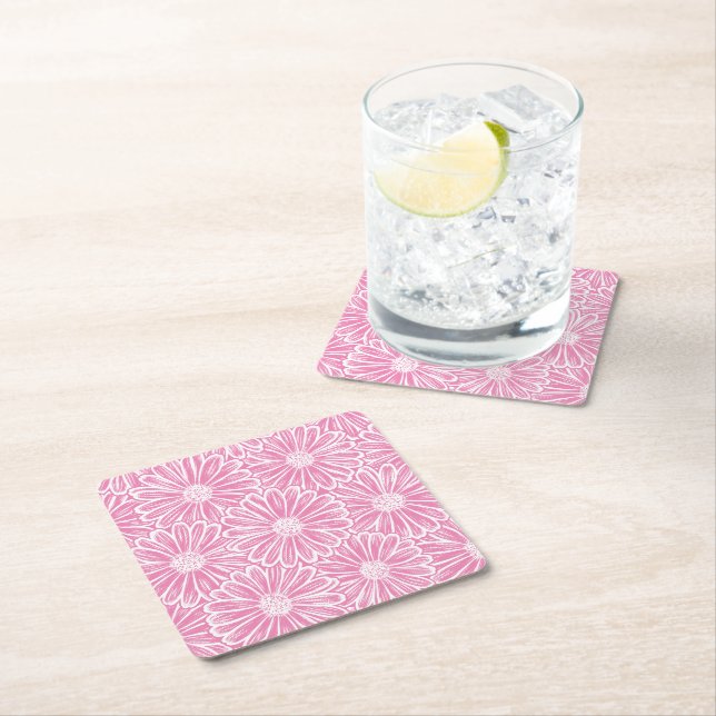 Vacker Daisy Flower, rasterbild Underlägg Papper Kvadrat (Insitu)