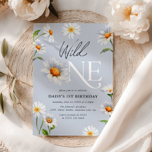 Vacker Daisy Wild One Flickas 1-årsdag Inbjudningar