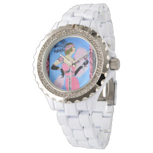 Vacker dam 2 kvinna ur armbandsur