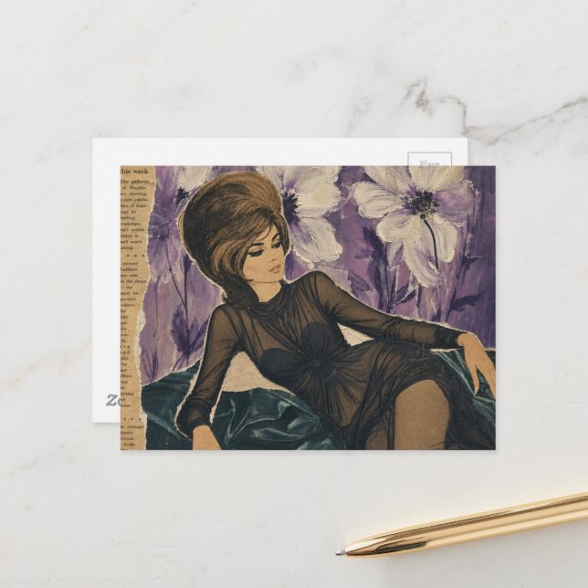 Vacker dam från 1969 Collage  Vykort (Fram/Back In Situ)