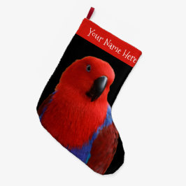 Vacker "Dam in Red" Eclectus Parrot Stor Julstrumpa
