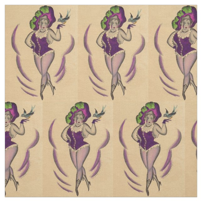 vacker dam och hennes tränade fågel tyg (Provkarta)