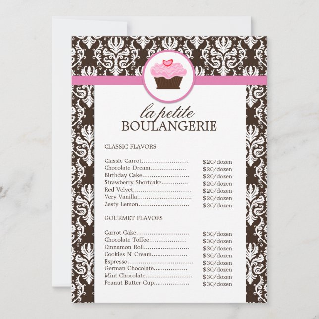 Vacker Damask Bakarlista Prislista (Framsida)