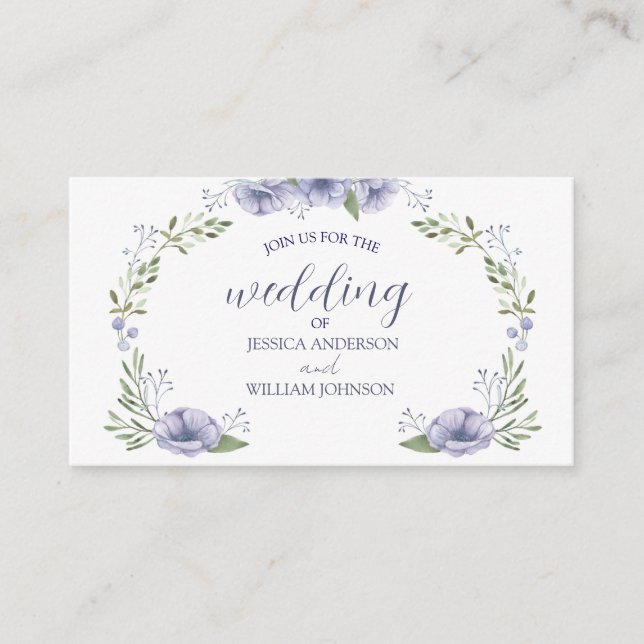 vacker dammig blå blomklänning för bröllop tilläggskort (Framsida)