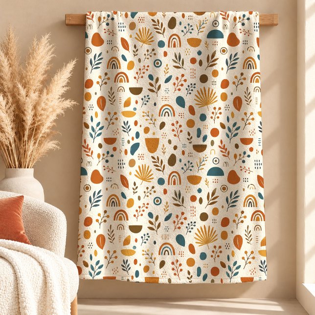 Vacker dammig grön koppar boho filt design (Beautiful Dusty Green Copper Boho Blanket Design)
