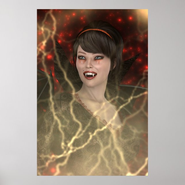 Vacker damvampyr perfekt Halloween-häxstil Poster (Framsidan)