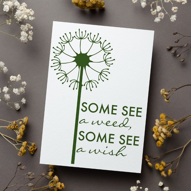 Vacker Dandelion-inspirationskort Hälsningskort ( This card is actually about inspiration, hope and being optimistic. Featuring an inspiring quote.)