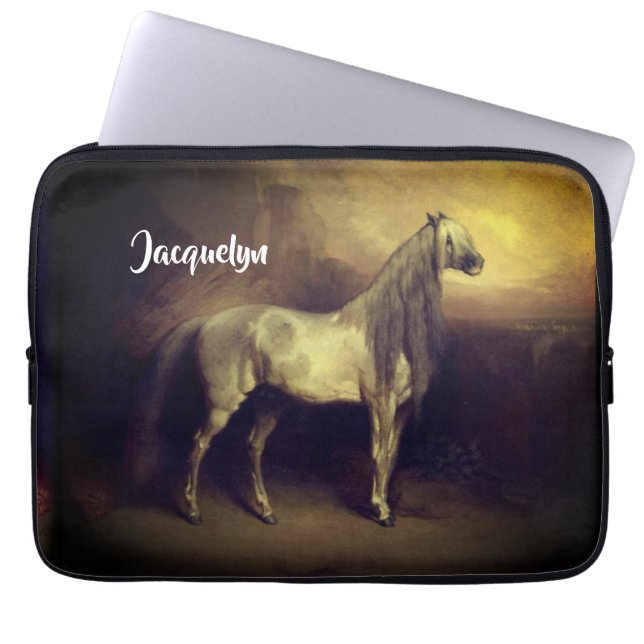 Vacker Dappled Grått Arabian Stallion Laptop Fodral (Framsidan)