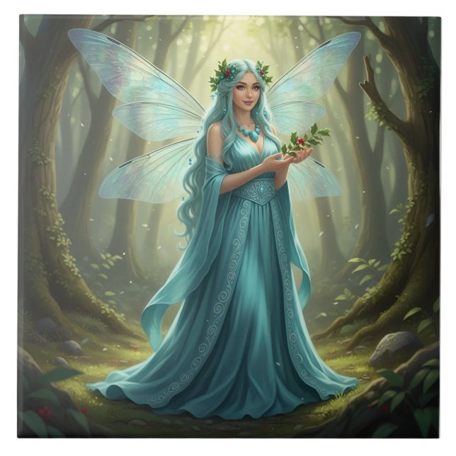 Vacker December Turcos Fairy Kakelplatta (Framsidan)