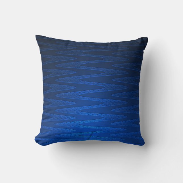 Vacker Deep Blue Zigzag Mönster Kudde (Framsida)