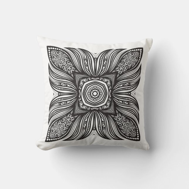 Vacker dekor fyrkantig doodle kudde (Framsida)