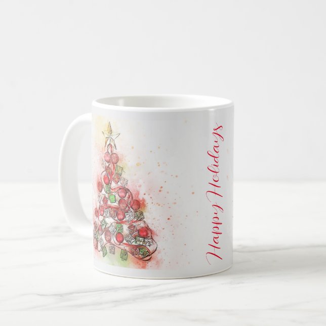 Vacker dekorerad Julgran Kaffemugg (Framsida vänster)