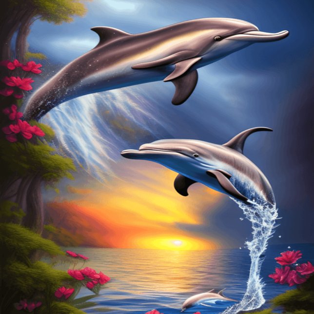 Vacker delfinduo i paradiset poster (Skapare uppladdad)