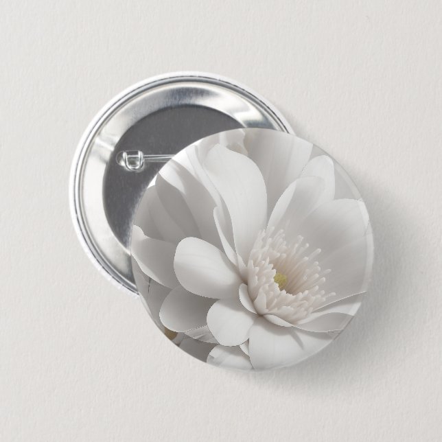 Vacker delikat vit blomma knapp (Framsida & baksida)