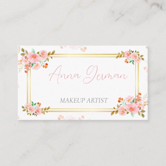 vacker design med guldfärgad ram och blommor (Framsida)