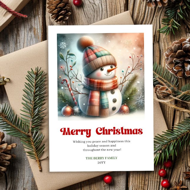 Vacker digital jul-snömannen minimalistisk kort (Lovely digital Christmas snowman minimalist card)