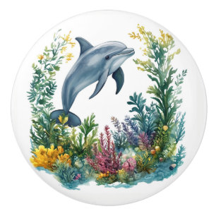 Vacker Dörrhandtag i form av Delfin - Keramik Knopp