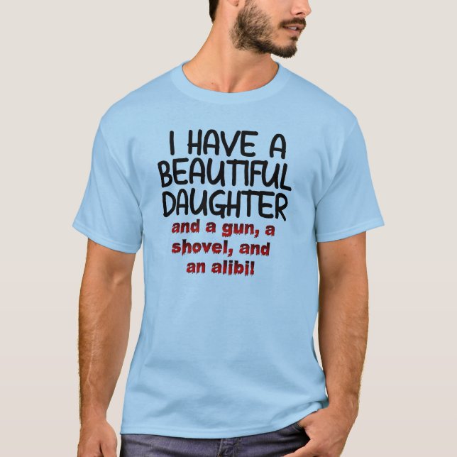 Vacker Dotter Pistol Spade Alibi Rollig T-Shirt (Framsida)