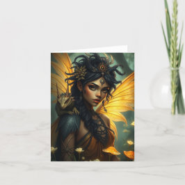Vacker Dragon Fairy Porträtt Card Helgkort