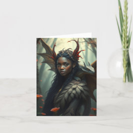 Vacker Dragon Fairy Porträtt Card Helgkort