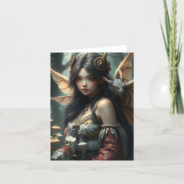 Vacker Dragon Fairy Porträtt Card Helgkort