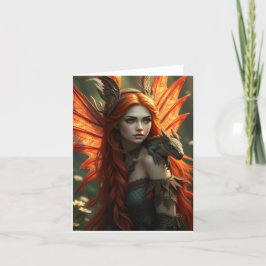 Vacker Dragon Fairy Porträtt Card Helgkort