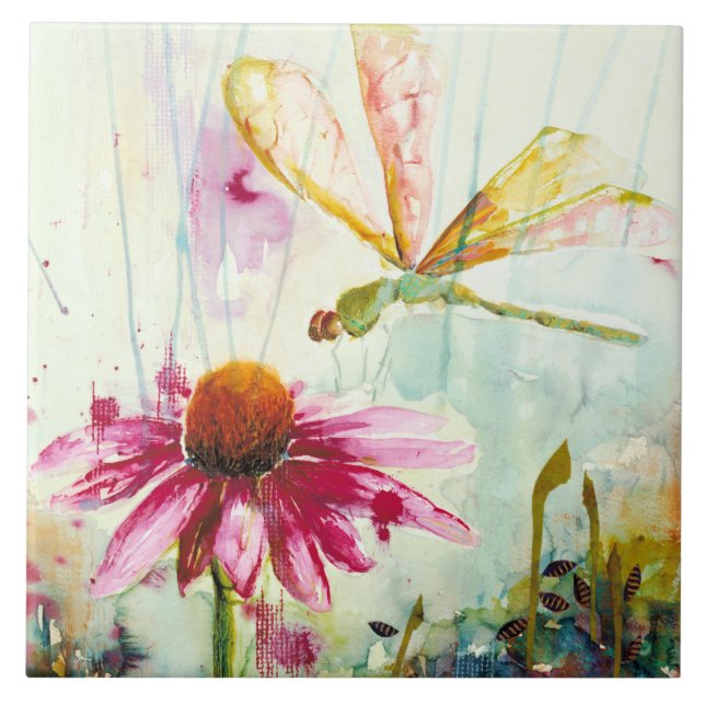 Vacker Dragonfly Ceramic Kitchen Tile Kakelplatta (Framsidan)