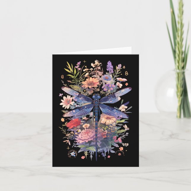 Vacker Dragonfly Watercolor Art Insekt Älskare Ea Kort (Framsida)
